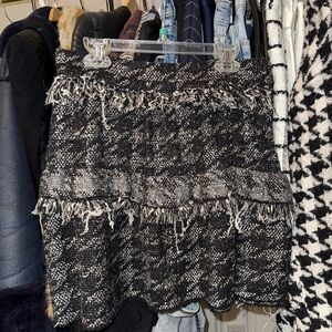 Zara Black and White Tweed Houndstooth mini Skirt